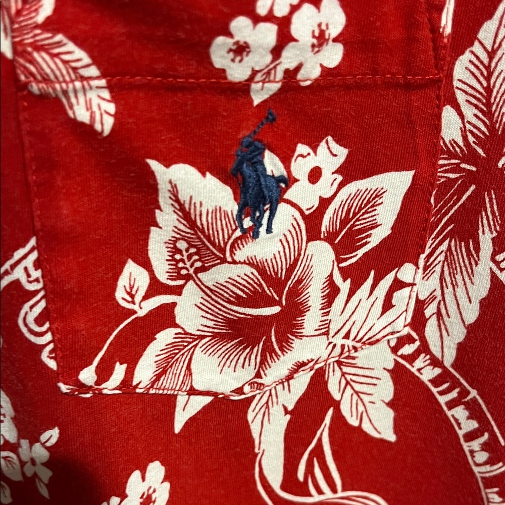 Polo by Ralph Lauren Red Tropical Print Men's Tee - Picture 2 of 4
